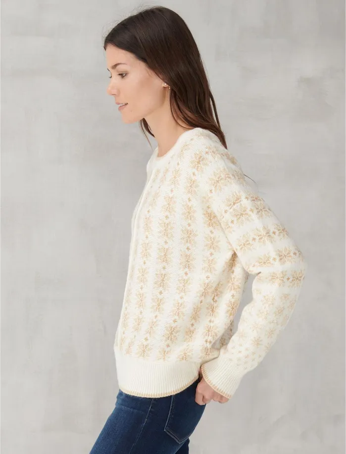 Sweaters and Sweatshirts Women Lucky Brand SHINE INTARSIA CREW NECK SWEATER Cream Multi