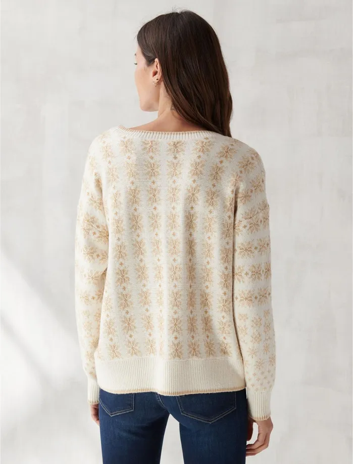 Sweaters and Sweatshirts Women Lucky Brand SHINE INTARSIA CREW NECK SWEATER Cream Multi