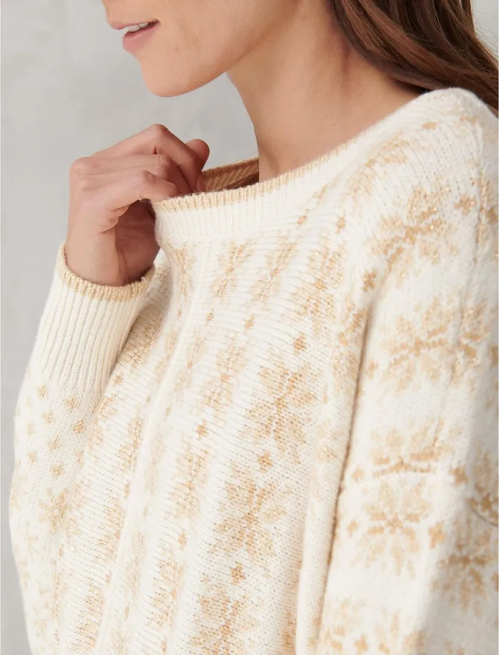 Sweaters and Sweatshirts Women Lucky Brand SHINE INTARSIA CREW NECK SWEATER Cream Multi