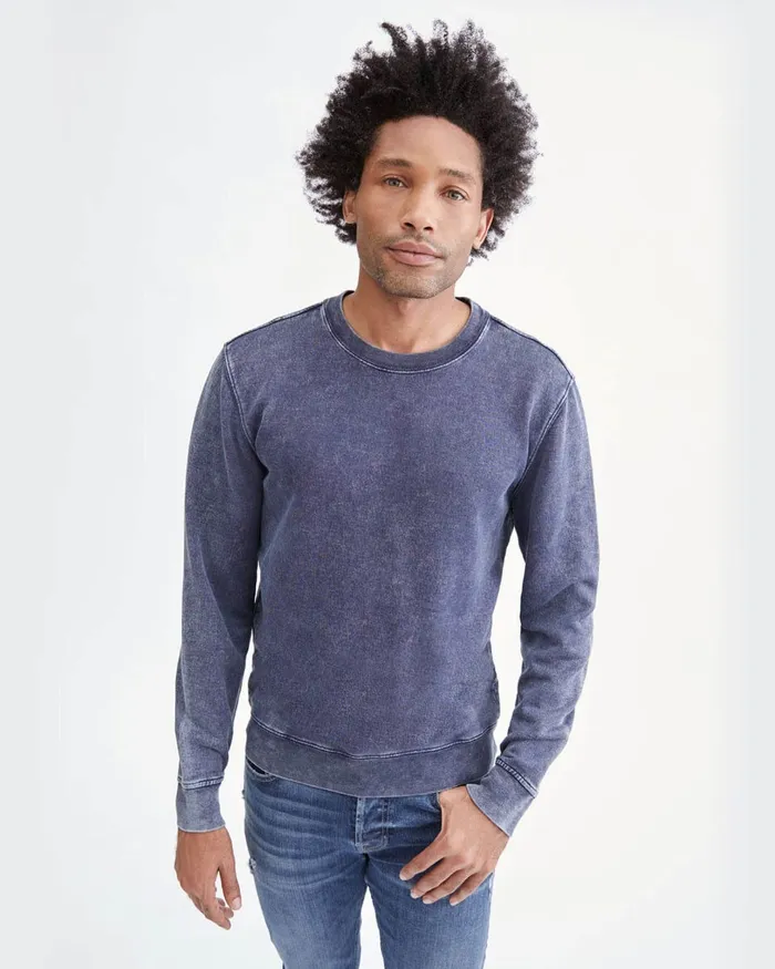 Sweaters Men 7 For All Mankind Acid Wash Sweatshirt In Navy