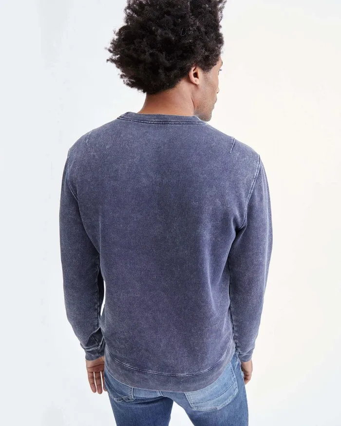 Sweaters Men 7 For All Mankind Acid Wash Sweatshirt In Navy
