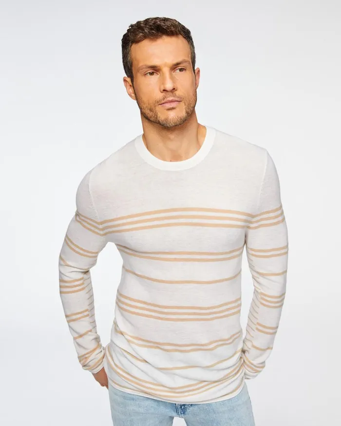 Sweaters Men 7 For All Mankind Engineered Stripe Sweater In White 038 Tan