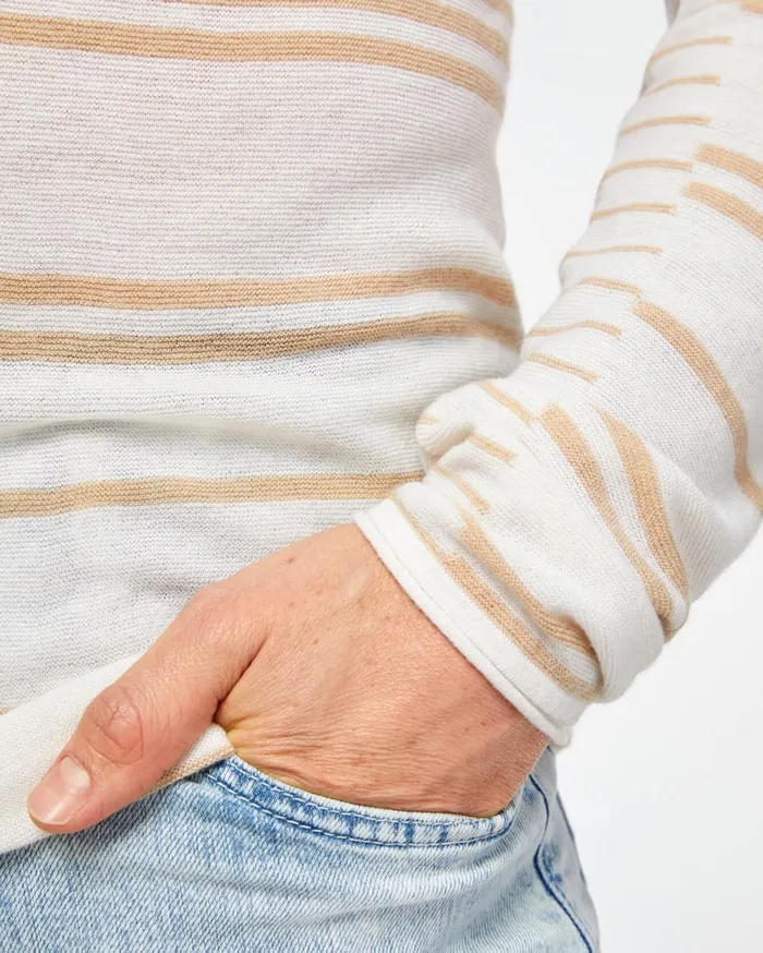 Sweaters Men 7 For All Mankind Engineered Stripe Sweater In White 038 Tan
