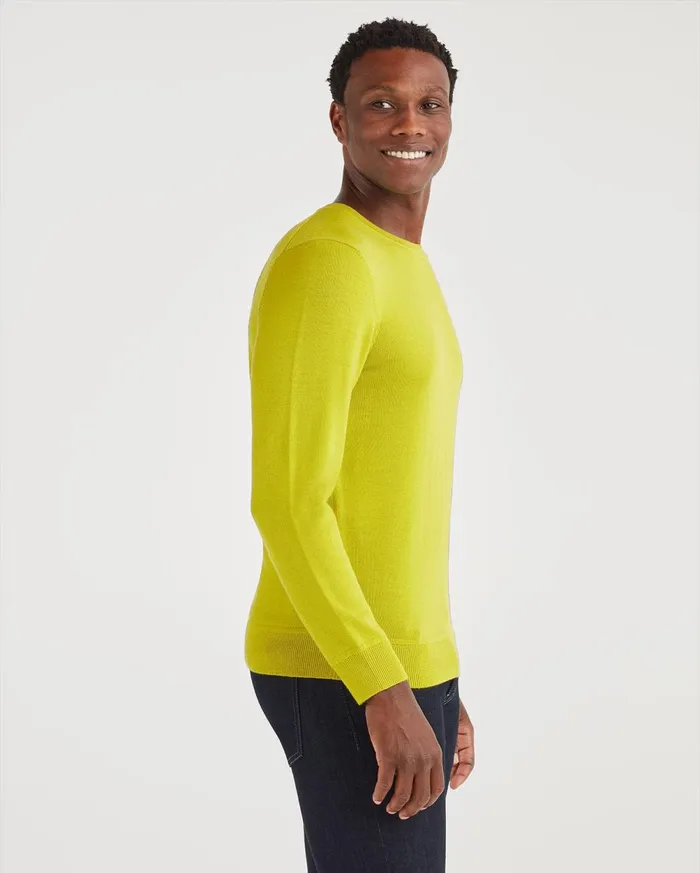 Sweaters Men 7 For All Mankind Merino Wool Long Sleeve Crewneck In Bitter Absynthe