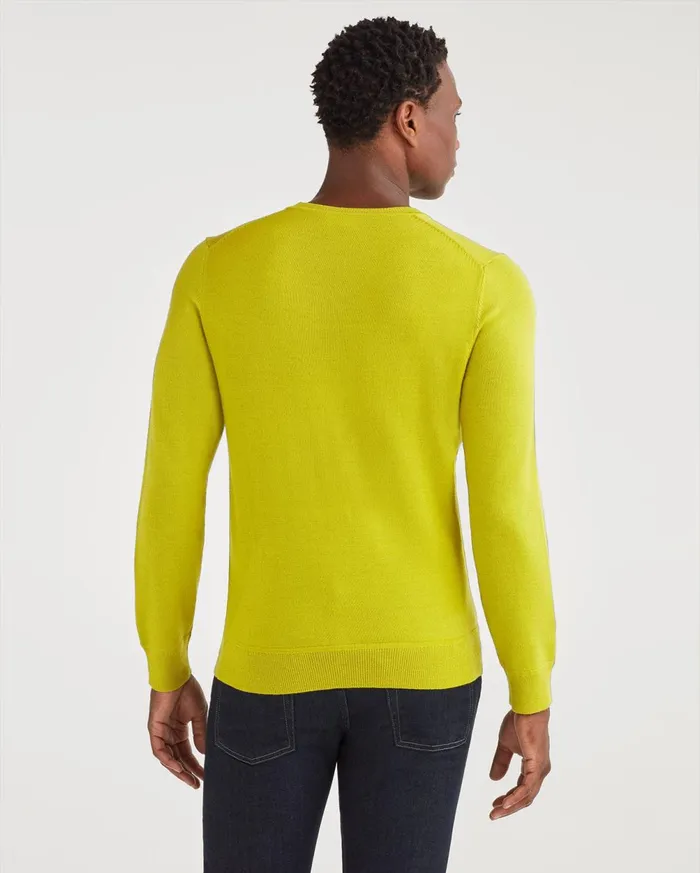 Sweaters Men 7 For All Mankind Merino Wool Long Sleeve Crewneck In Bitter Absynthe
