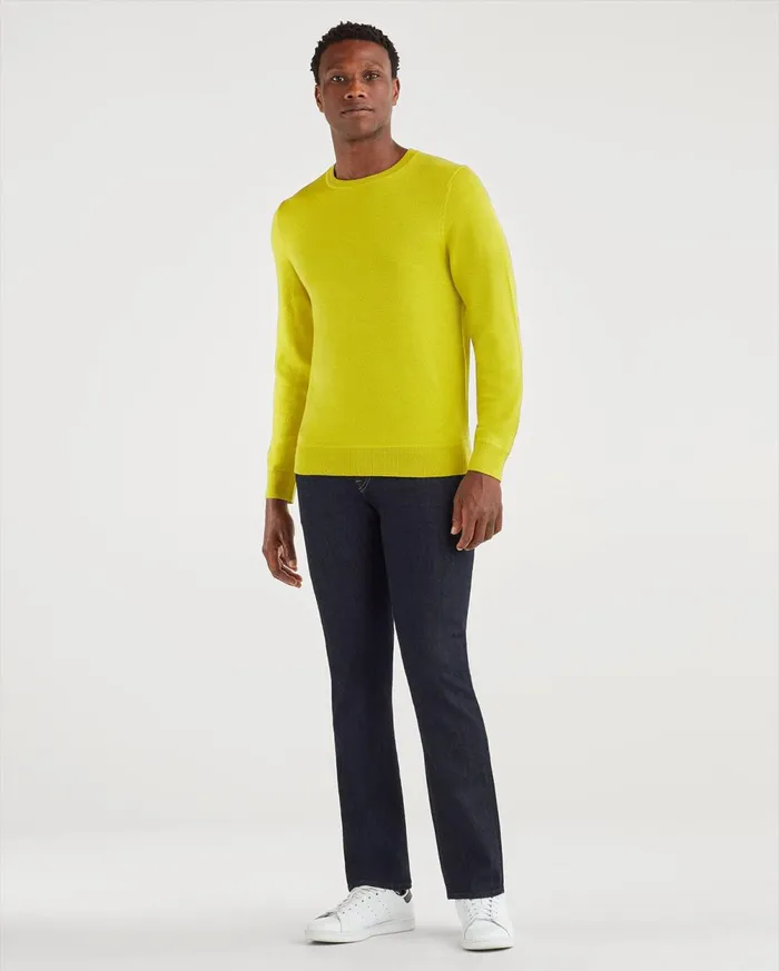 Sweaters Men 7 For All Mankind Merino Wool Long Sleeve Crewneck In Bitter Absynthe