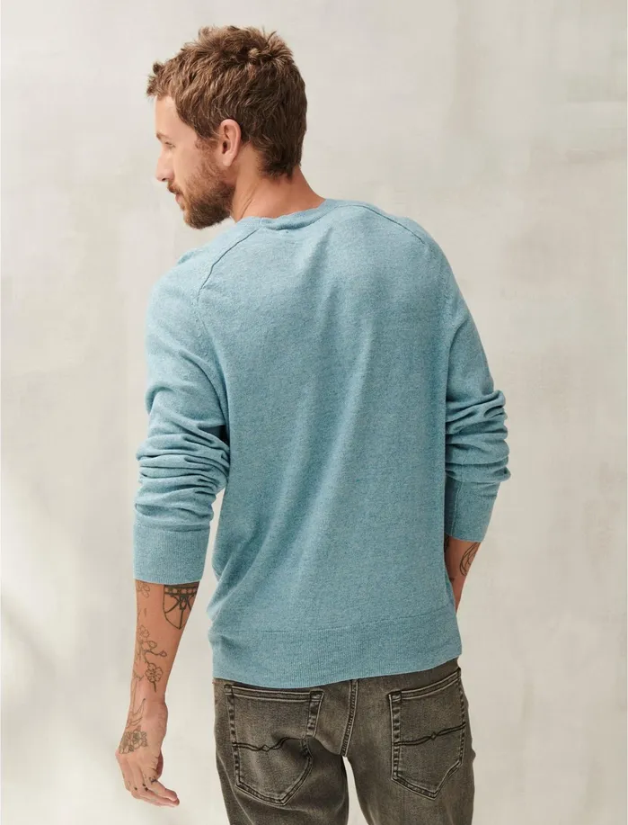 Sweaters Men Lucky Brand Linen Welterweight Crew Heather Blue