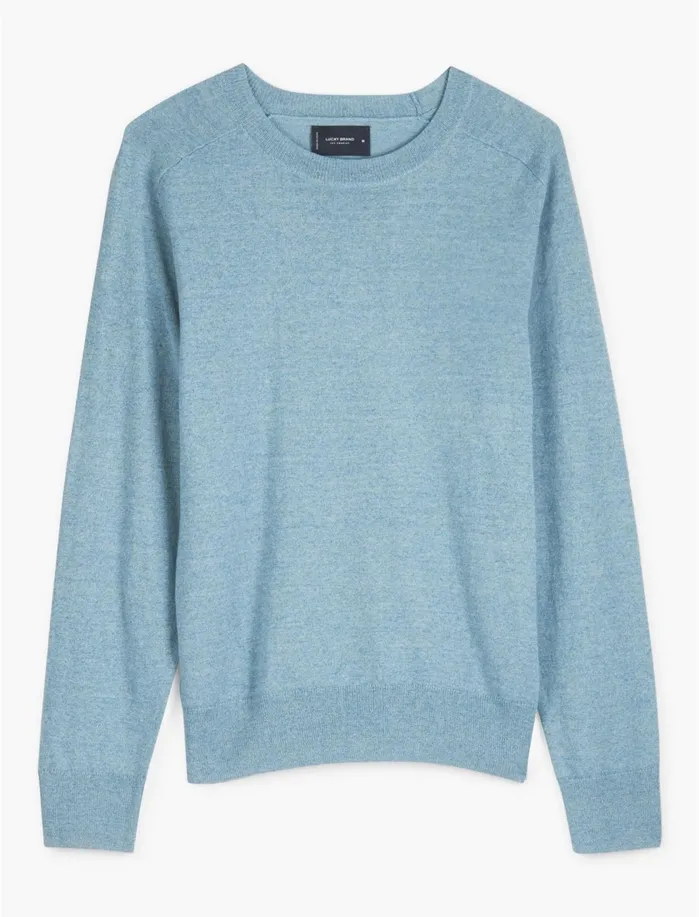 Sweaters Men Lucky Brand Linen Welterweight Crew Heather Blue