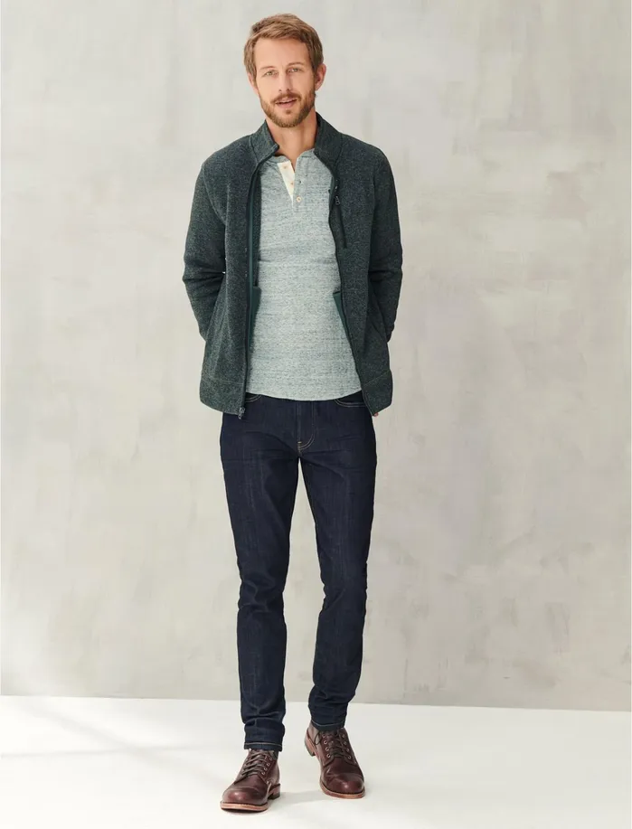Sweaters Men Lucky Brand Los Feliz Fleece Mock Neck Dark Green