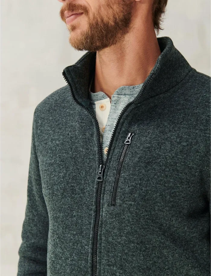 Sweaters Men Lucky Brand Los Feliz Fleece Mock Neck Dark Green