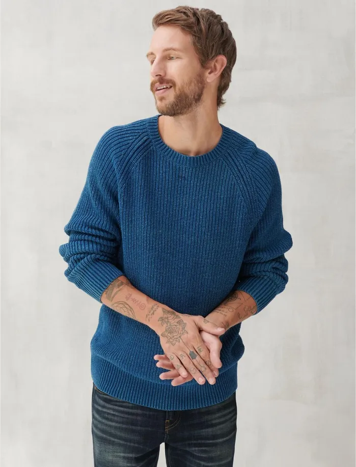 Sweaters Men Lucky Brand Washed Crew Neck Sweater Indigo