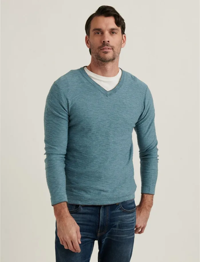 Sweaters Men Lucky Brand Welterweight VNeck Heather Indian Teal