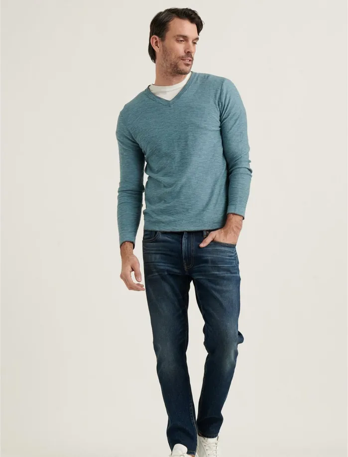 Sweaters Men Lucky Brand Welterweight VNeck Heather Indian Teal