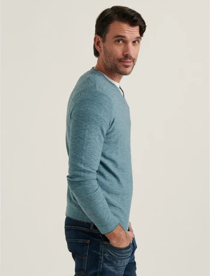 Sweaters Men Lucky Brand Welterweight VNeck Heather Indian Teal