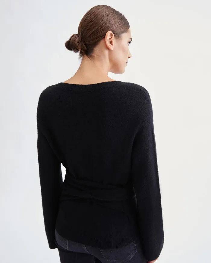 Sweaters Women 7 For All Mankind Touch Of Cashmere Tie Waist Sweater In Jet Black