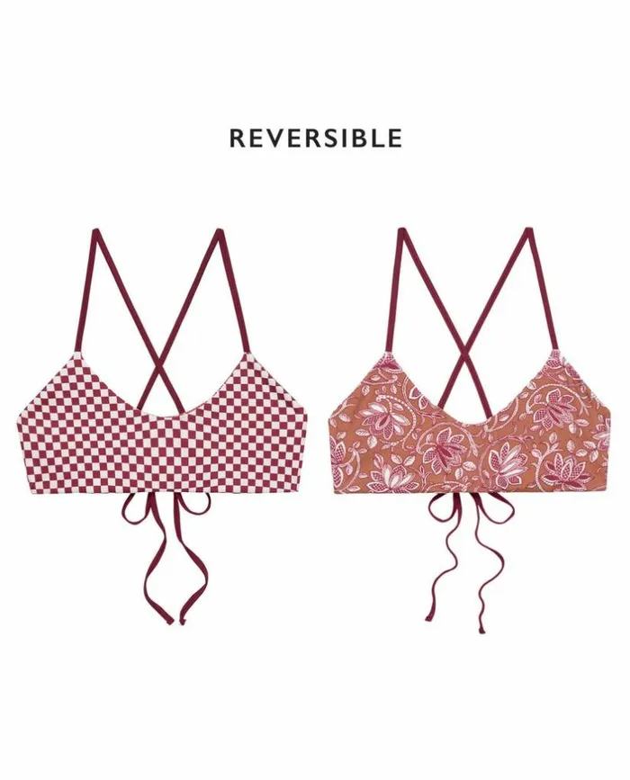 Swim The Great The Reversible Bralette Ruby Check And Golden Sands Oasis Floral