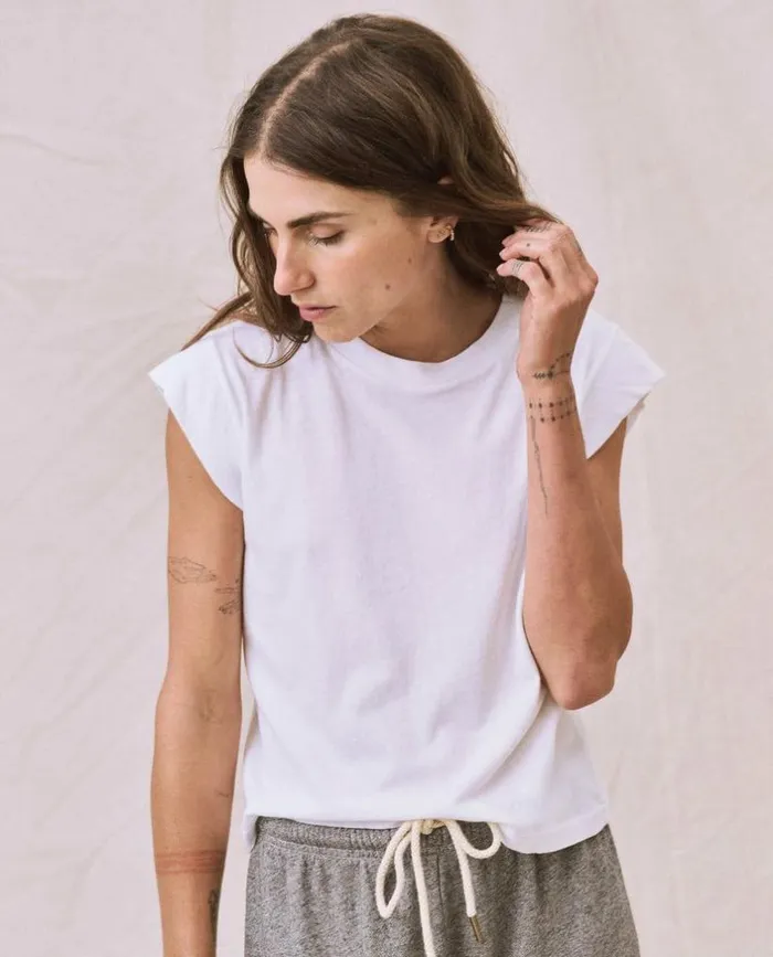 Tees and Sweats The Great The Peak Shoulder Tee True White