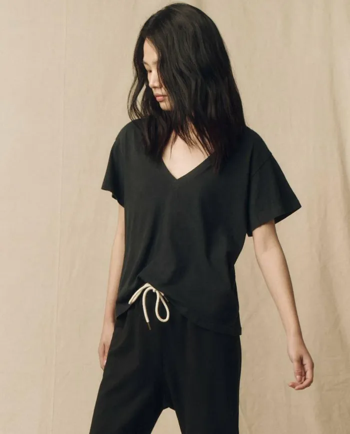 Tees and Sweats The Great The VNeck Tee Almost Black