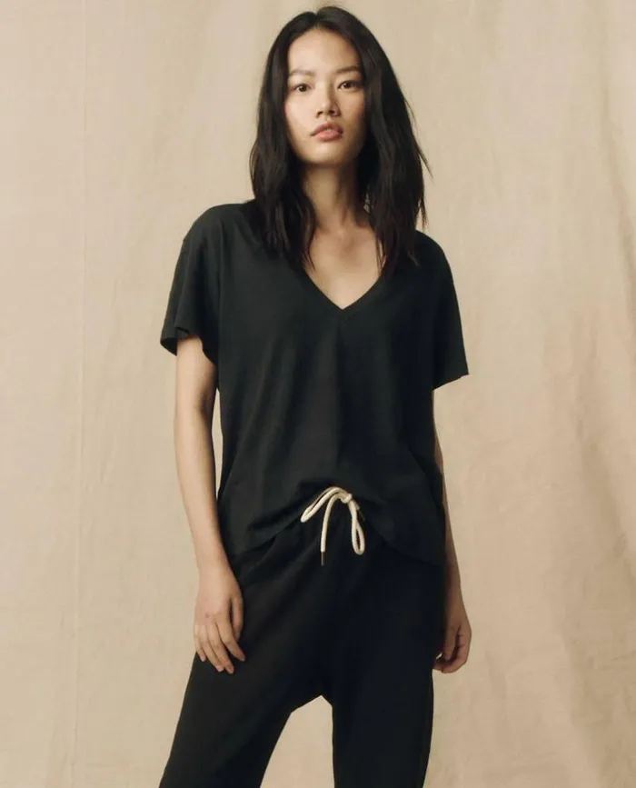 Tees and Sweats The Great The VNeck Tee Almost Black