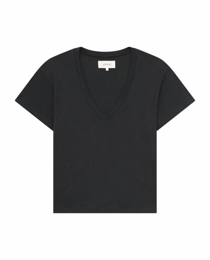 Tees and Sweats The Great The VNeck Tee Almost Black