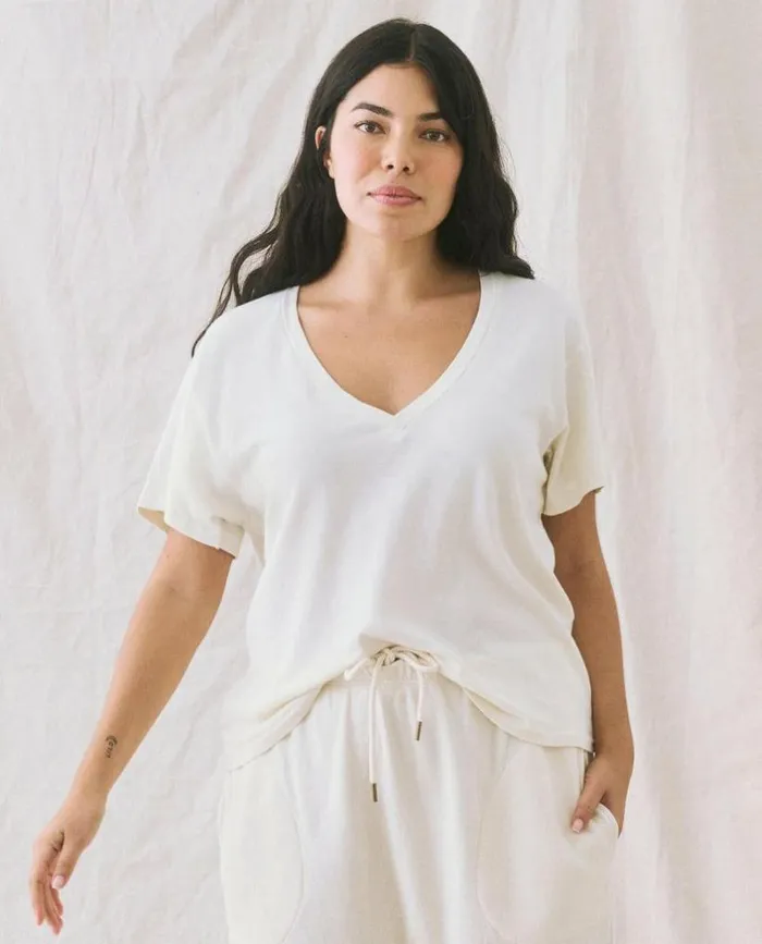 Tees and Sweats The Great The VNeck Tee Washed White
