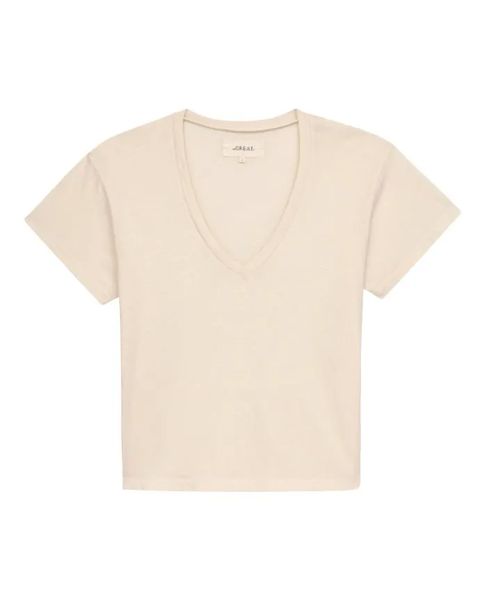 Tees and Sweats The Great The VNeck Tee Washed White