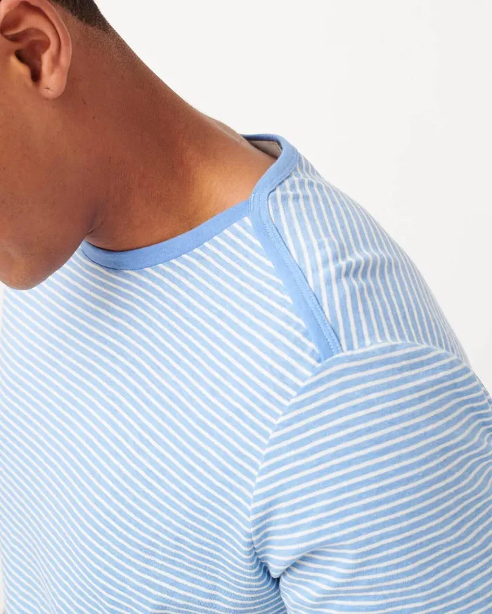 Tees Men 7 For All Mankind Bound Neck Tee In BlueWhite Stripe