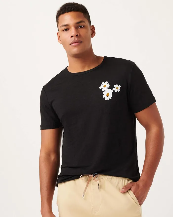 Tees Men 7 For All Mankind Linen Daisy Tee In Black