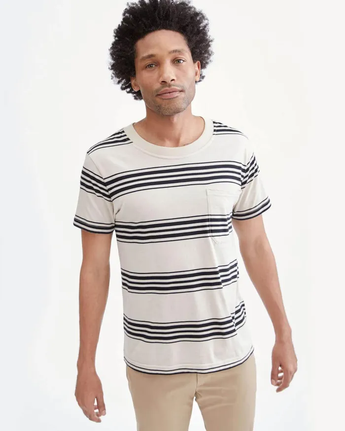 Tees Men 7 For All Mankind Modern Tee In IvoryBlack Stripe