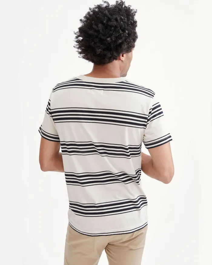Tees Men 7 For All Mankind Modern Tee In IvoryBlack Stripe