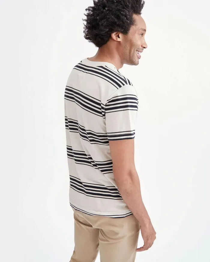 Tees Men 7 For All Mankind Modern Tee In IvoryBlack Stripe