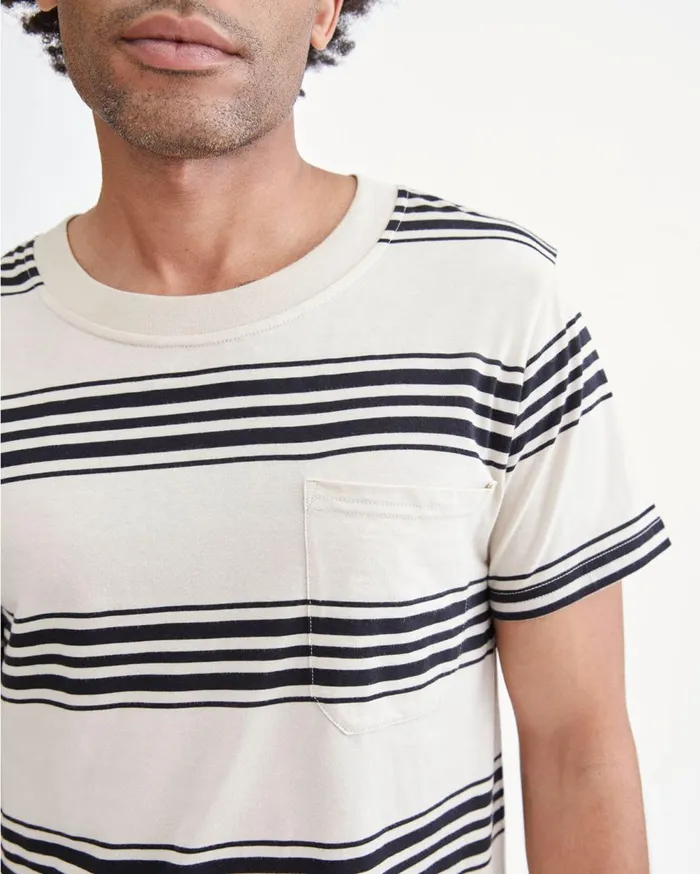 Tees Men 7 For All Mankind Modern Tee In IvoryBlack Stripe