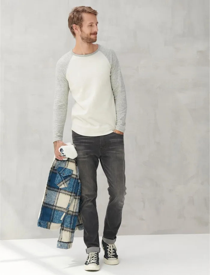 Tees Men Lucky Brand Duofold Baseball White Multi