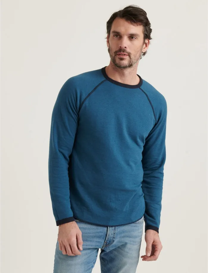 Tees Men Lucky Brand Long Sleeve Reversible Crew Neck Tee Blueberry