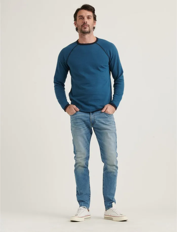 Tees Men Lucky Brand Long Sleeve Reversible Crew Neck Tee Blueberry