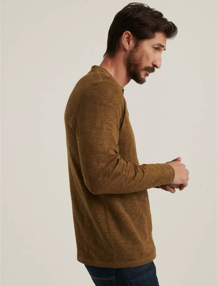 Tees Men Lucky Brand Long Sleeve Snap Henley Teak