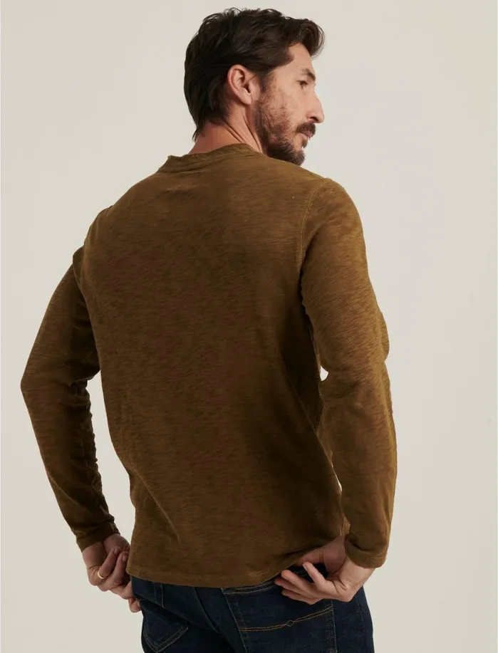 Tees Men Lucky Brand Long Sleeve Snap Henley Teak