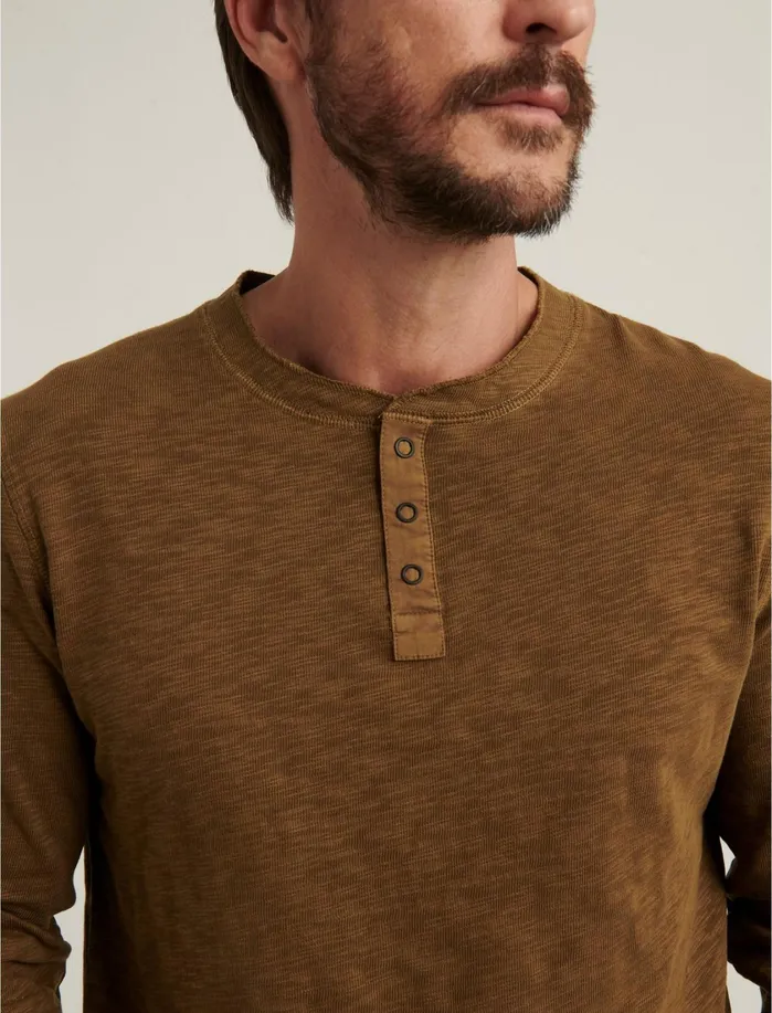 Tees Men Lucky Brand Long Sleeve Snap Henley Teak