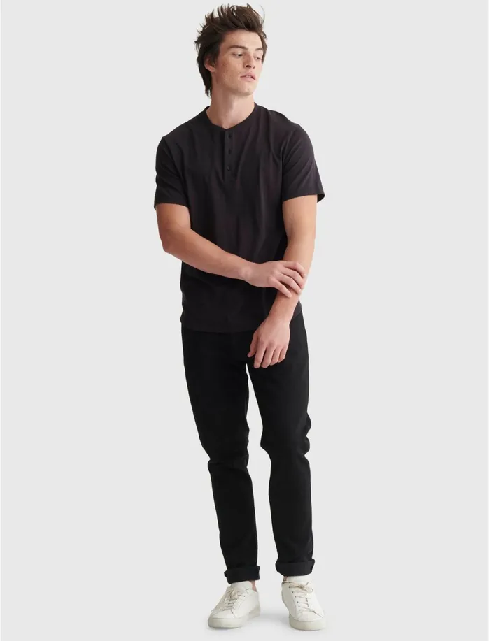 Tees Men Lucky Brand Pima Henley Black Onyx