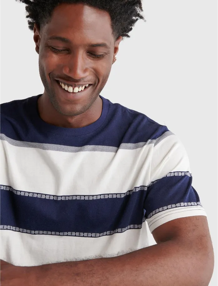Tees Men Lucky Brand Short Sleeve Sunset Striped Crew Neck Tee Multi