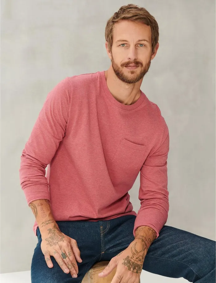 Tees Men Lucky Brand Sunset Long Sleeve Tee Red Heather
