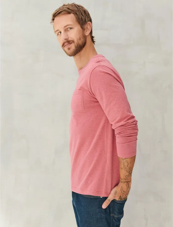 Tees Men Lucky Brand Sunset Long Sleeve Tee Red Heather