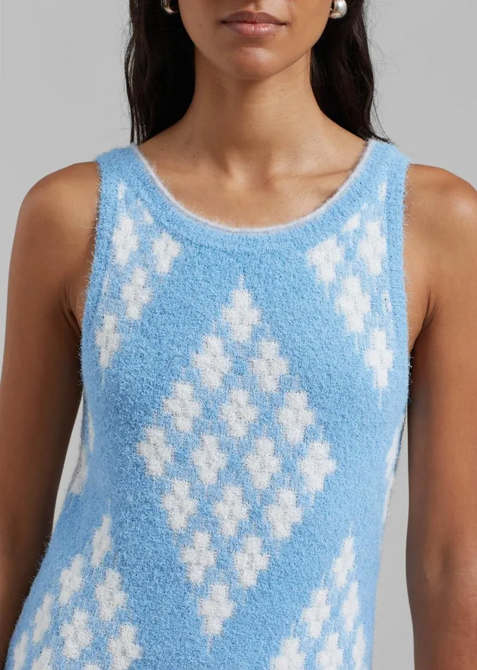 The Frankie Shop 31 Phillip Lim Argyle Jacquard Sleeveless Mini Dress 8211 Hudson BlueMulti Women Dresses