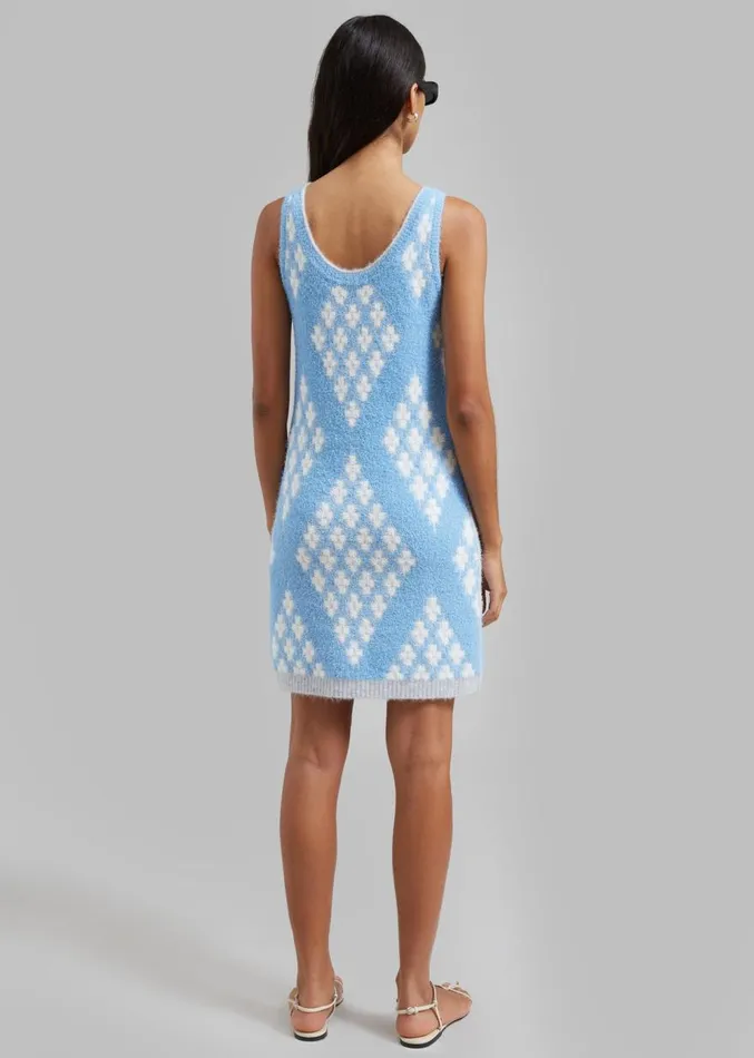 The Frankie Shop 31 Phillip Lim Argyle Jacquard Sleeveless Mini Dress 8211 Hudson BlueMulti Women Dresses