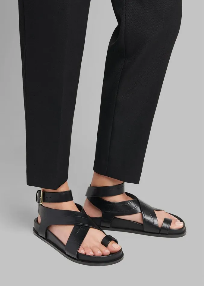 The Frankie Shop AEmery Jalen Sandal 8211 Black Croc Women Shoes