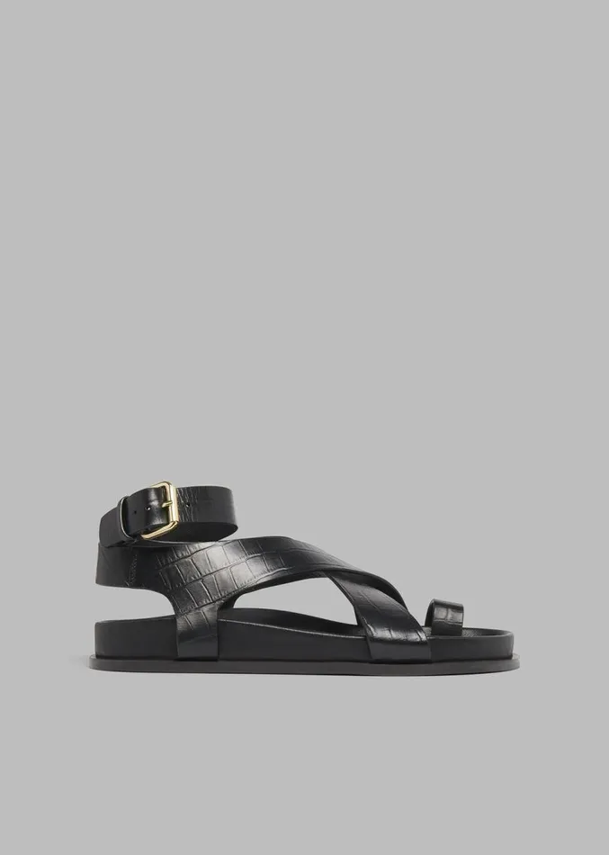 The Frankie Shop AEmery Jalen Sandal 8211 Black Croc Women Shoes