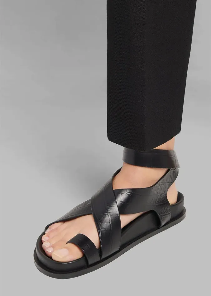 The Frankie Shop AEmery Jalen Sandal 8211 Black Croc Women Shoes