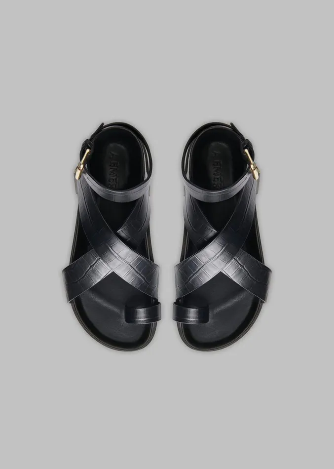 The Frankie Shop AEmery Jalen Sandal 8211 Black Croc Women Shoes