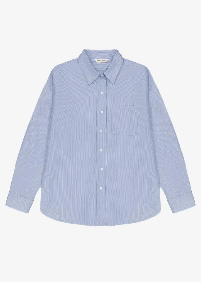 The Frankie Shop Addie Button Down Shirt 8211 Blue Stripe Women Clothing