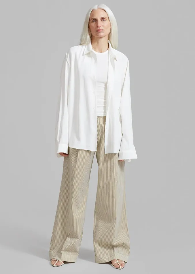 The Frankie Shop Addison Pants 8211 Khaki Stripe Women Clothing